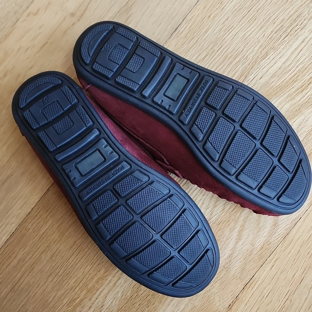Louis Vuitton Boys Burgundy Suede Driving Loafers